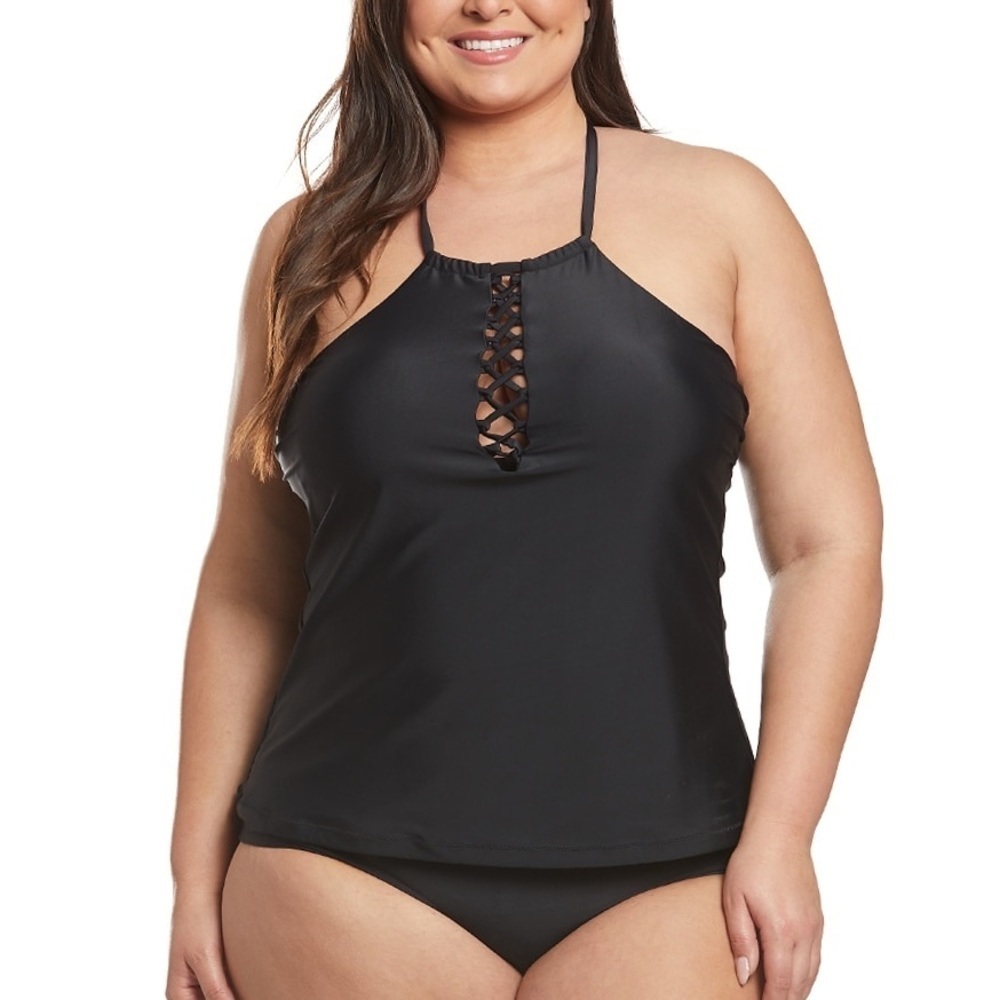 Raisins Women’s Plus Size Samba Solids Tankini Top Size 14W